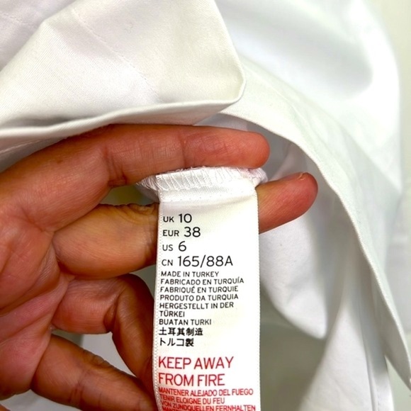 Top Shop - Giraffe Pink And Blue Palm Tree Button Down White Shirt Size 6 - Picture 8 of 13